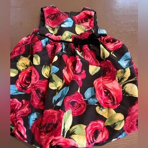 The Childrens Place Baby Girl Rose Floral Bubble Dress Black Red 6-9 Months